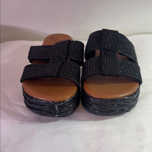 New Zodiac Izzy Black Woven Platform Sandals 8.5 - Picture 2 of 6